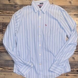 Abercrombie & Fitch Light Blue Striped Muscle Dress Shirt